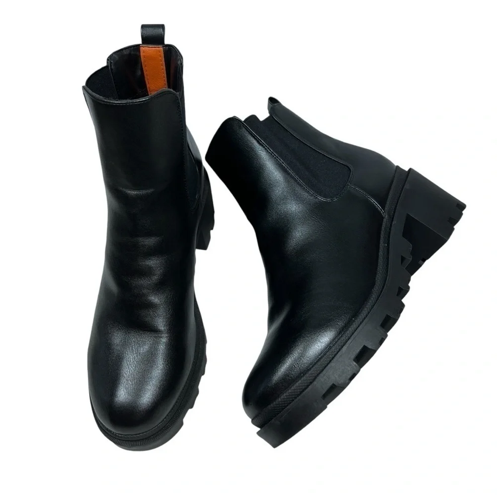 FRENCH CONNECTION Jane Black Platform Ankle Booties Boots Women's Size 9 EU40 - Picture 5 of 16